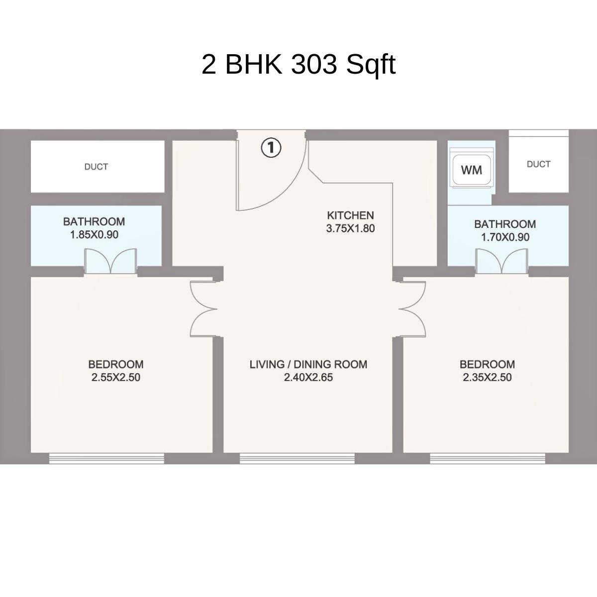 Hubtown-Celeste-Floor-Plan-2-BHK-303-Sqft